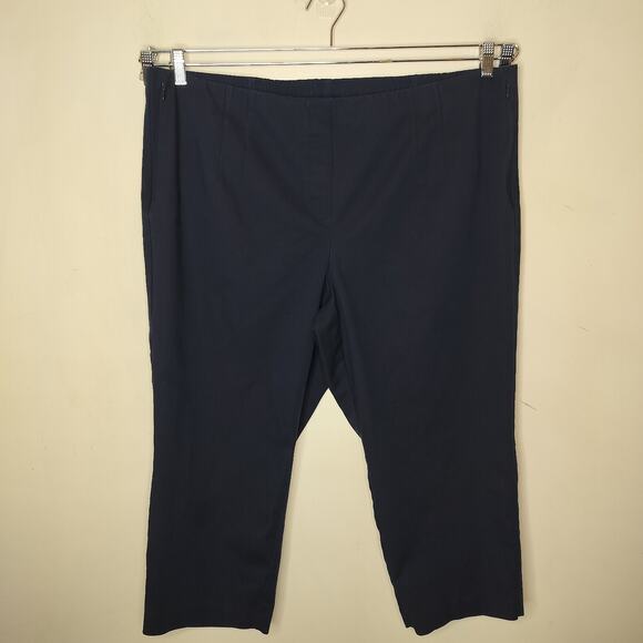 J Jill Cropped Pants Navy Cotton Blend Stretch - Picture 1 of 5